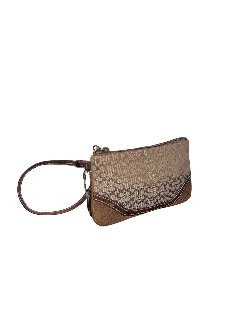 Coach Signature C Monogram Canvas/Suede Wristlet - Picture 5 of 11